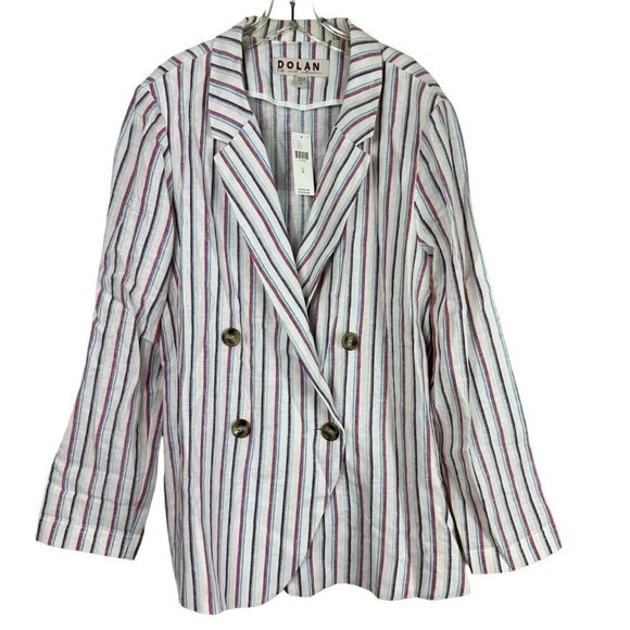Anthropologie Dolan Left Coast Anna Double Breasted Linen Striped Blazer Medium - Picture 2 of 12